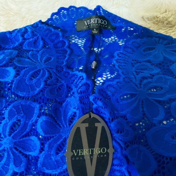 Vertigo Paris Estate Blue Lace Bodysuit Top - Picture 5 of 8